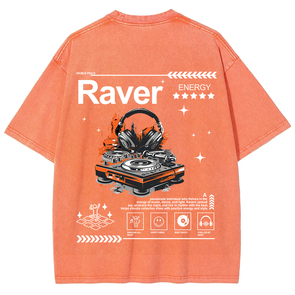 Raver Unisex Fit Washed T-Shirt