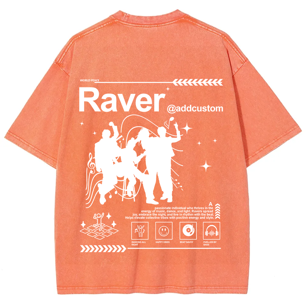Addcustom Raver Unisex Fit Washed T-Shirt