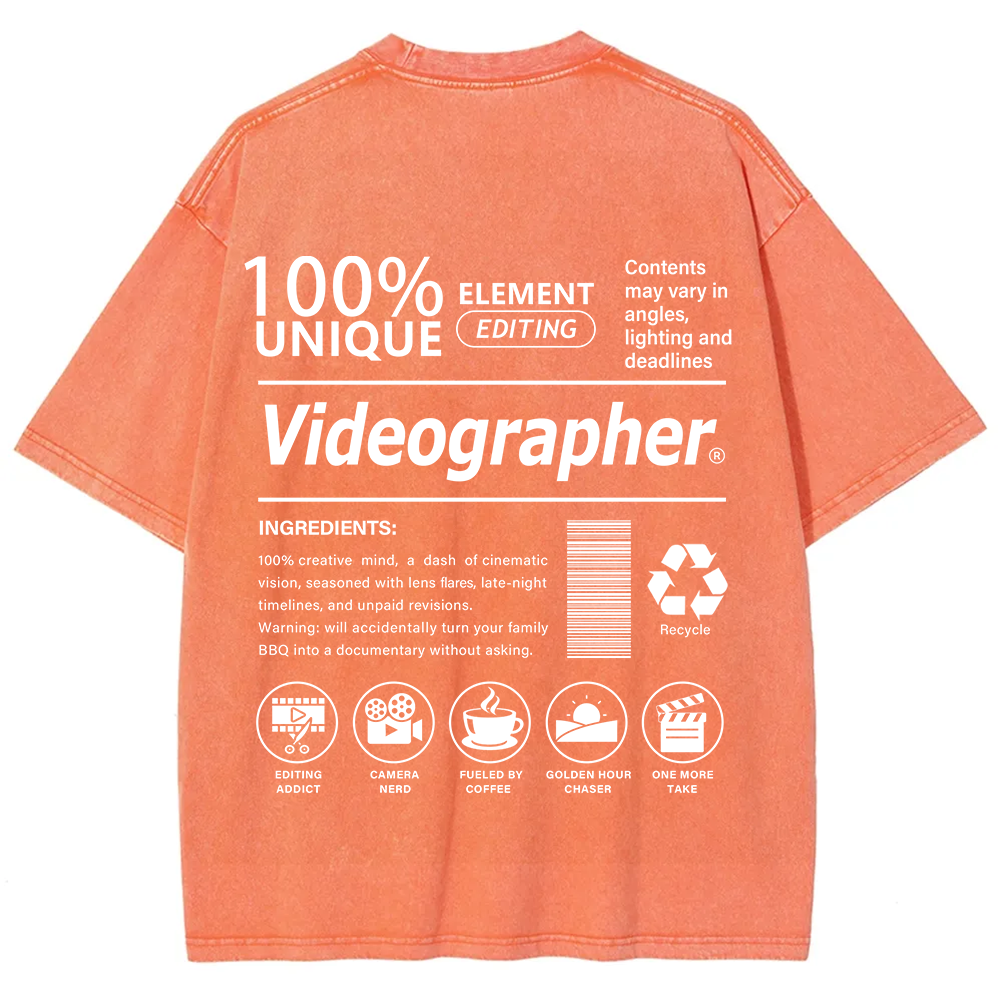 Videographer Unisex Fit Washed T-Shirt