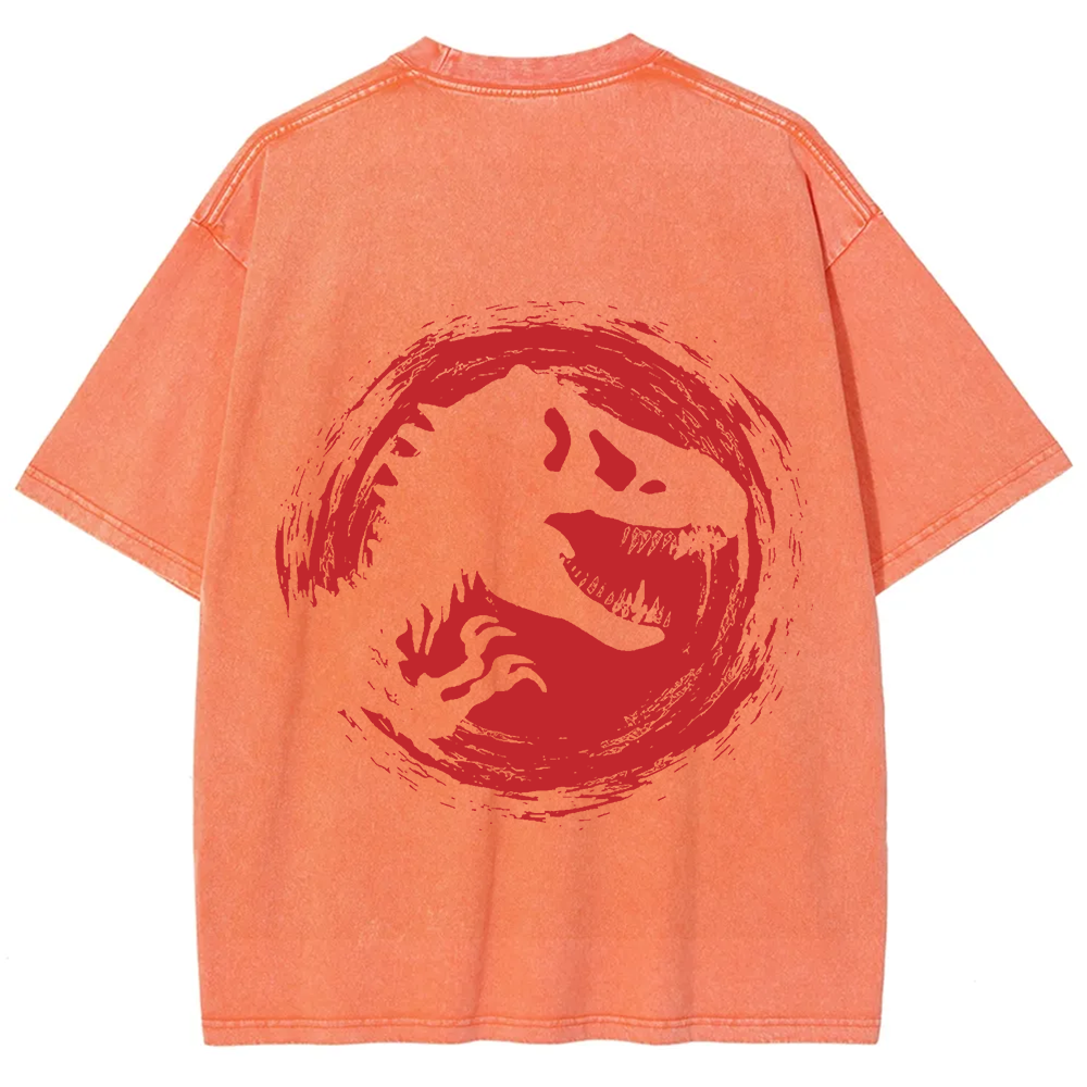 Unisex Vintage Washed Jurassic World Red Logo T-shirt