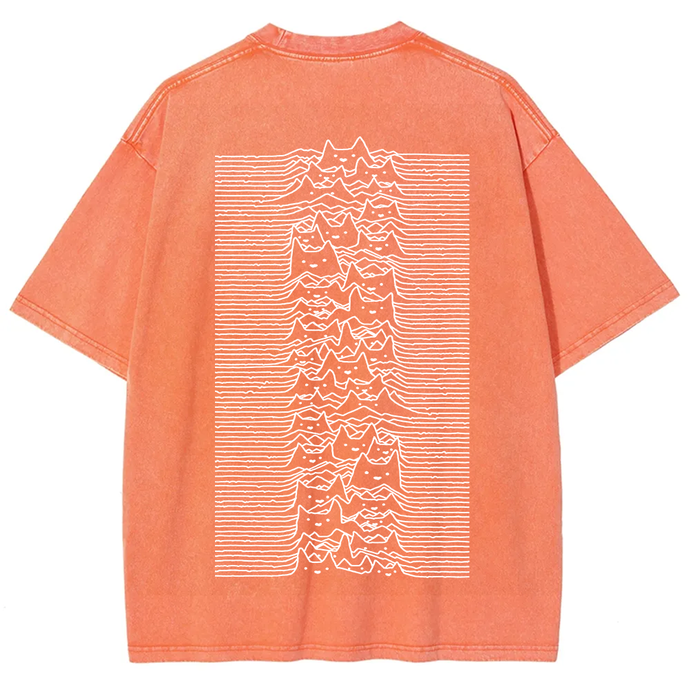 Unisex Vintage Washed Joy division Cat T-shirt