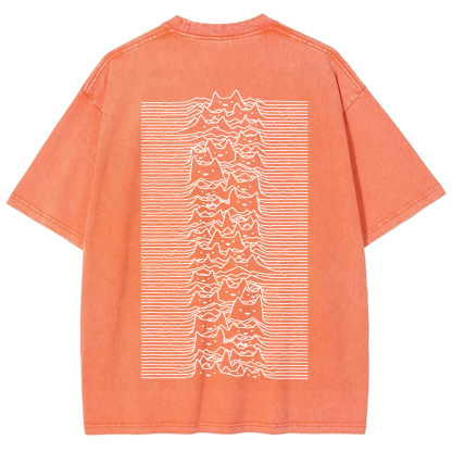 Unisex Vintage Washed Joy division Cat T-shirt