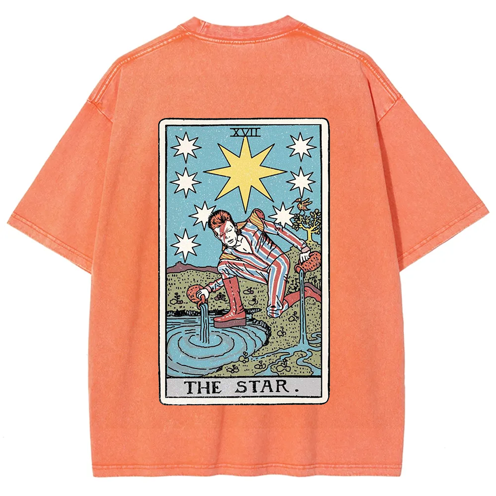 Unisex Vintage Washed The Star David Bowie Tarot Card T-shirt