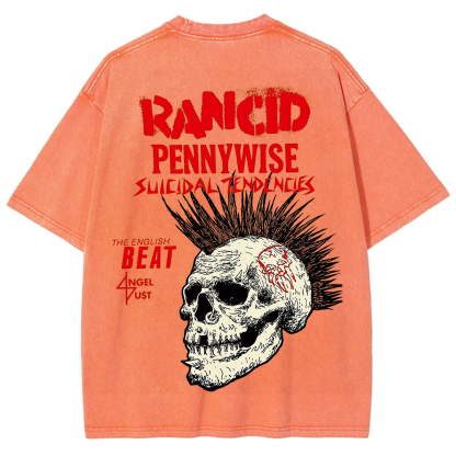 Rancid Skull Print Casua T-Shirt