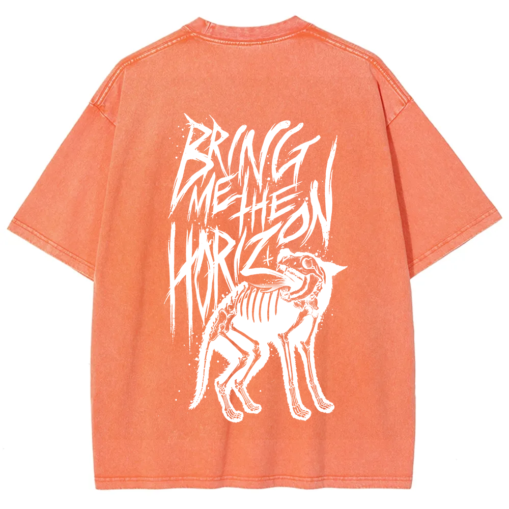 Unisex Vintage Washed Bring Me the Horizon Rock Band T-Shirt
