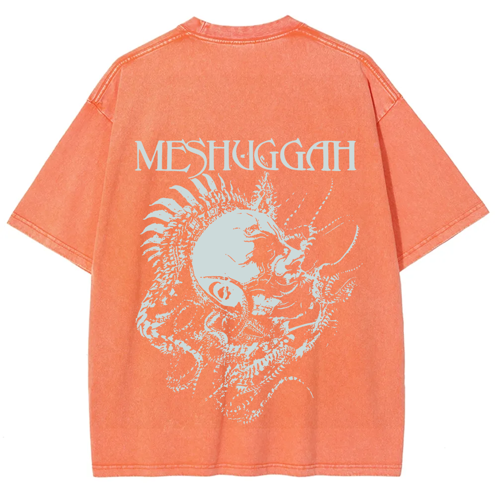 Unisex Vintage Washed Meshuggah Metal Band T-Shirt