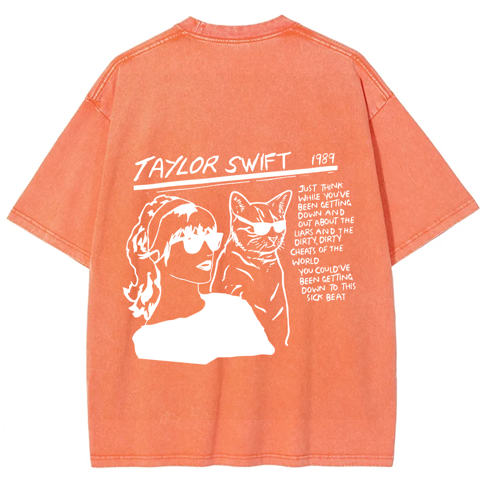 Unisex Casual Taylor Swift Singer Cat Printed T-Shirt