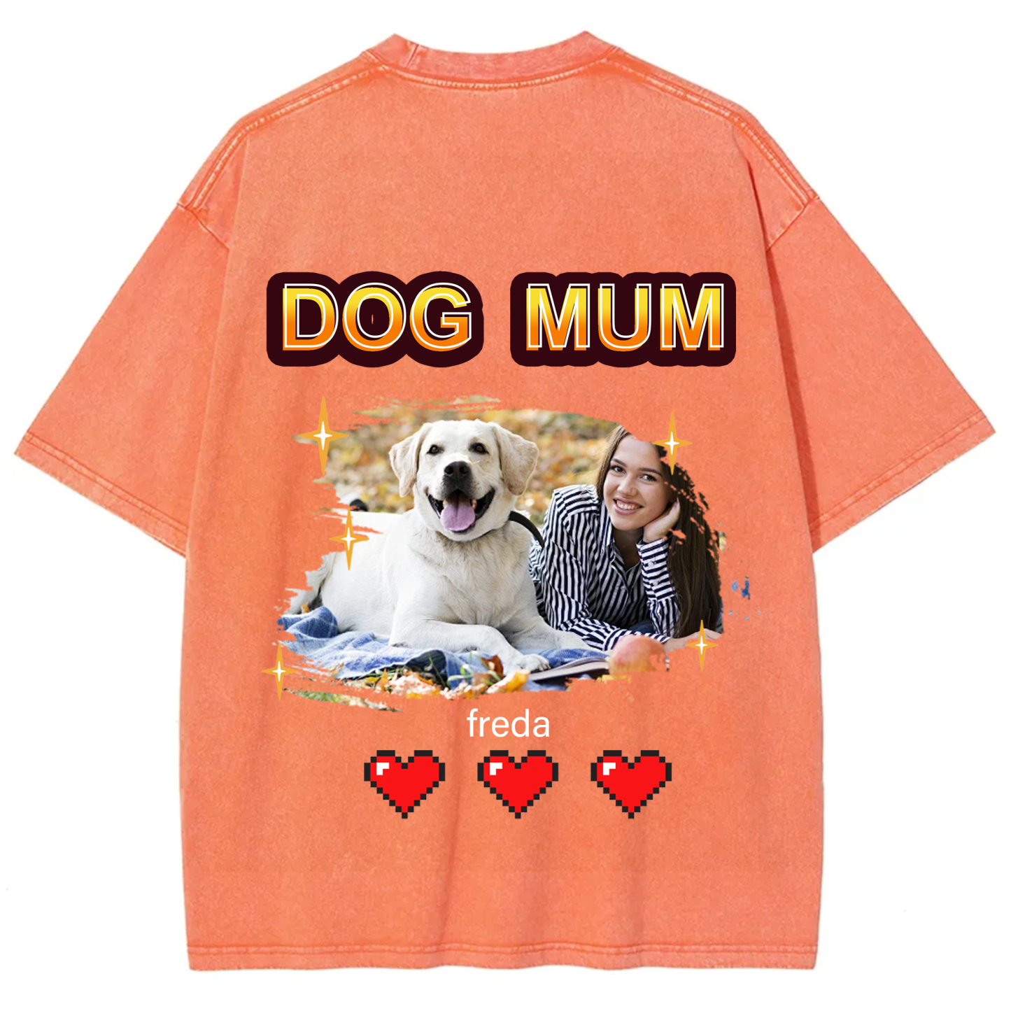 Dog Mom Pixel Photo - Personalized Custom Unisex T-shirt