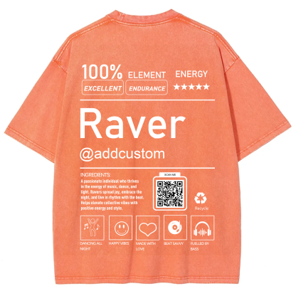 Addcustom QR Code Raver Unisex Fit Washed T-Shirt wearishow