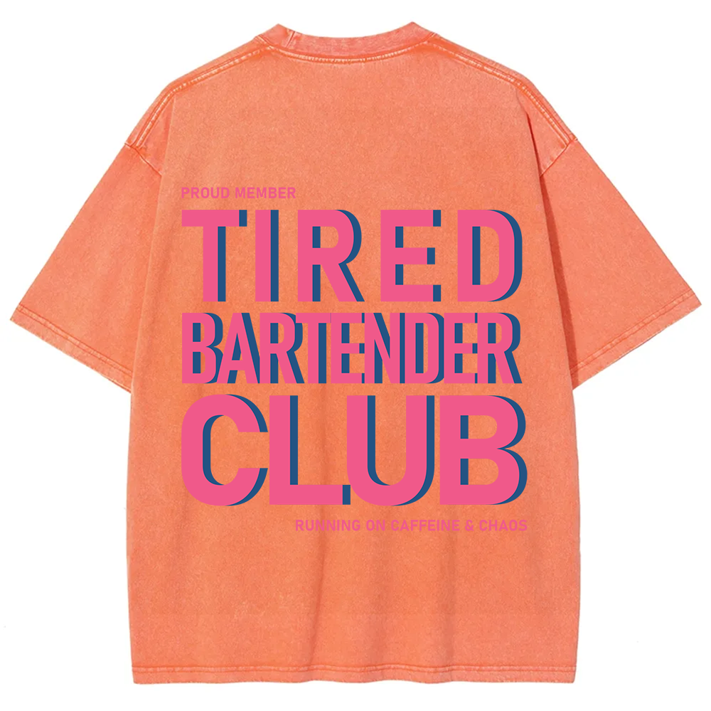 Tired Bartender Club Unisex Fit Washed T-Shirt