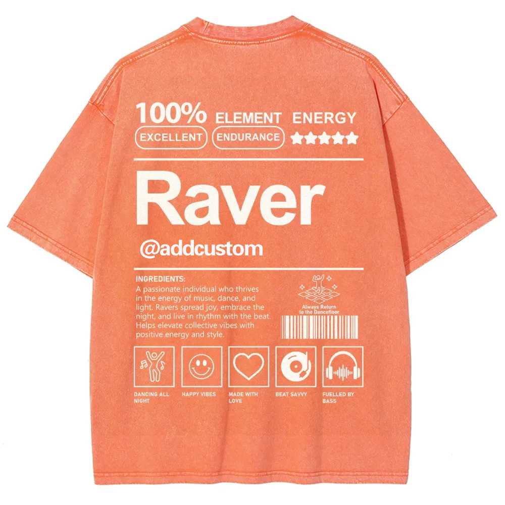 Addcustom Raver Unisex Fit Washed T-Shirt wearishow