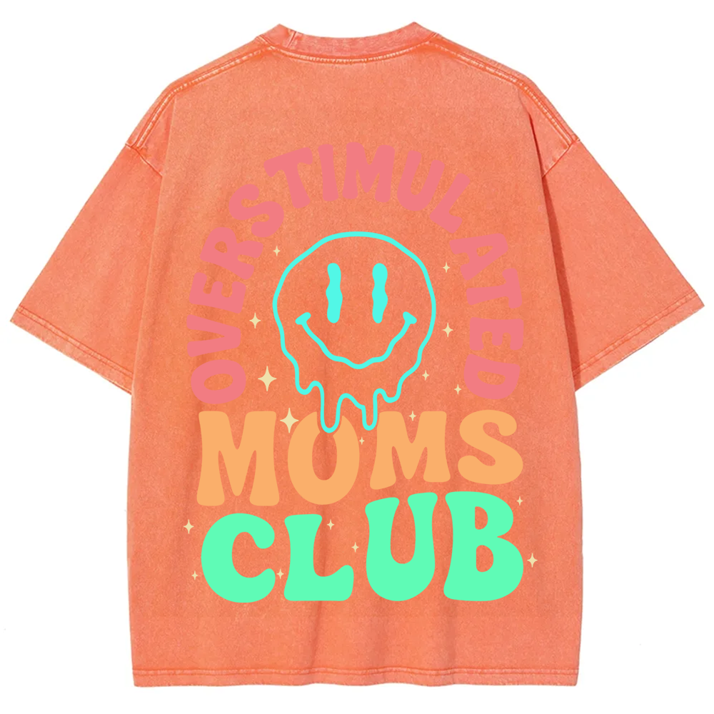 Overstimulated Moms Club Unisex Washed T-Shirt