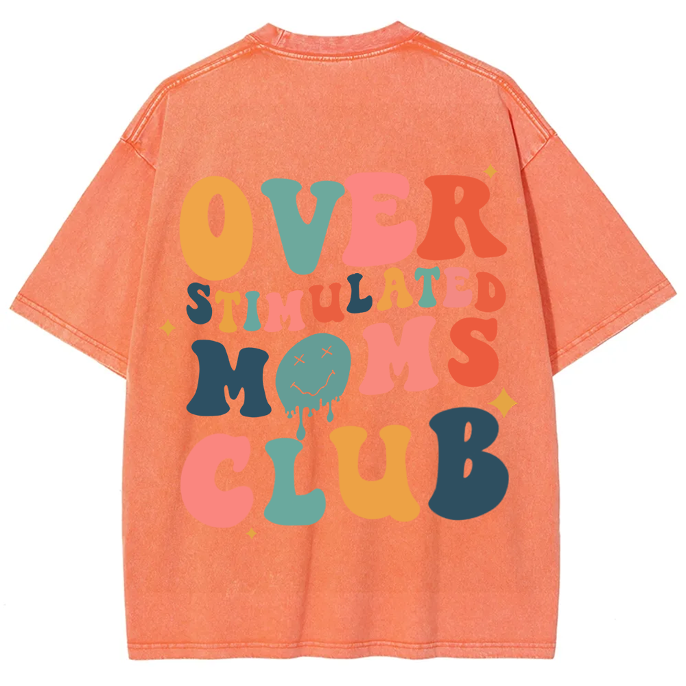 Overstimulated Moms Club Unisex Washed T-Shirt