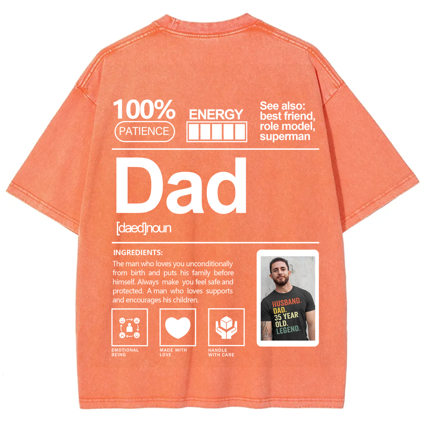 Addcustom Photo Dad Washed T-Shirt