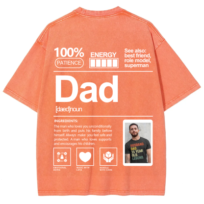 Addcustom Photo Dad Washed T-Shirt