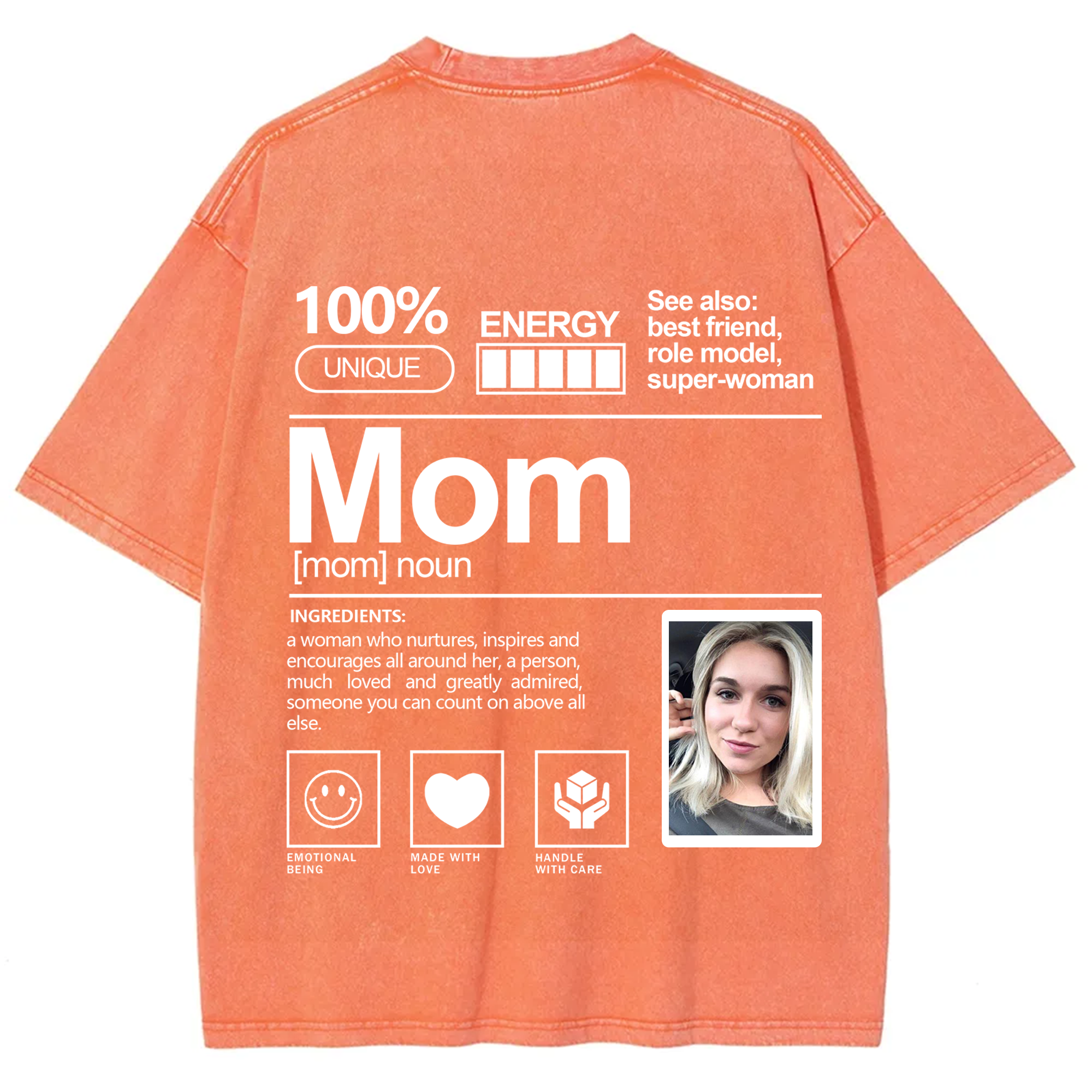 Addcustom Photo Mom Washed T-Shirt