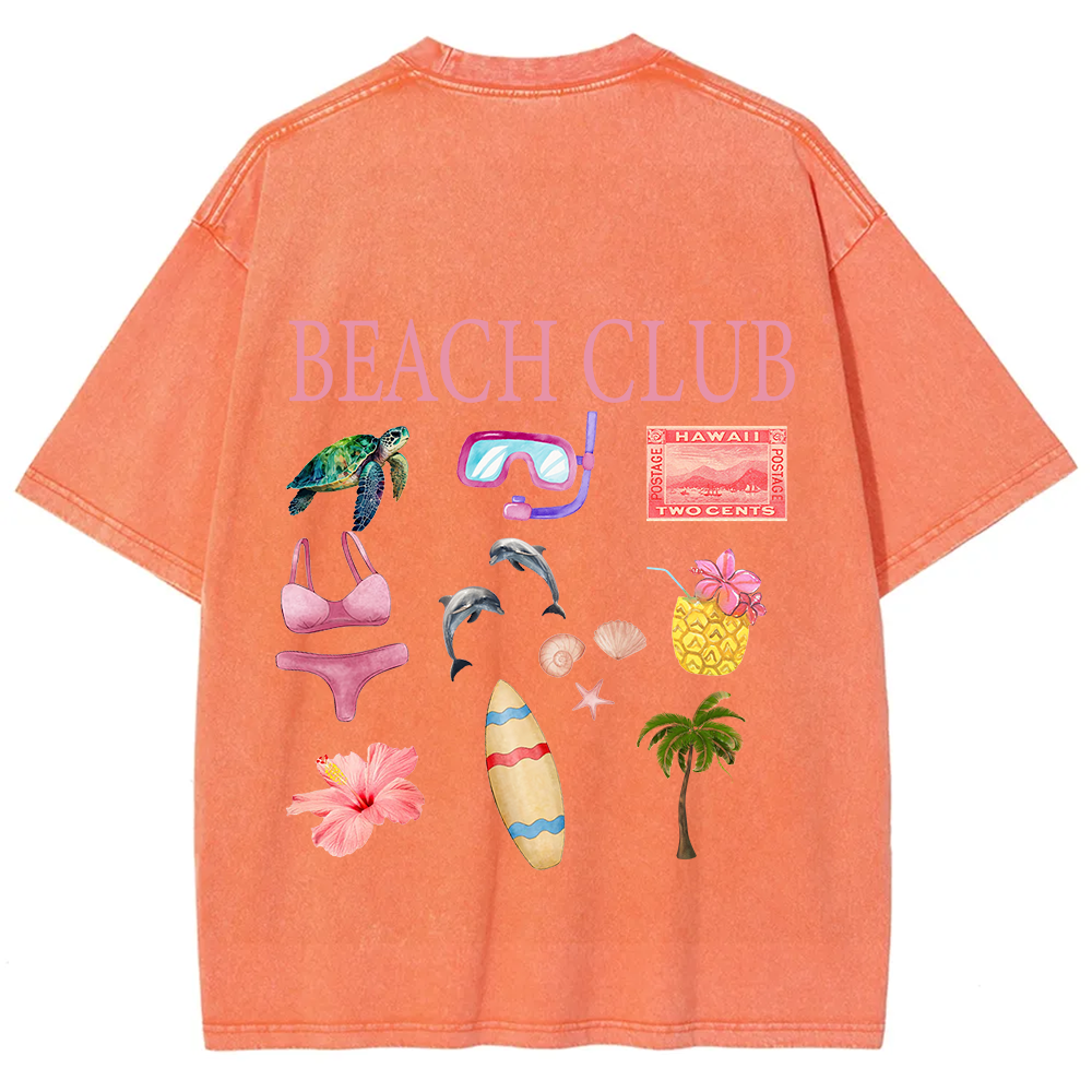 Beach Club Unisex Fit Washed T-Shirt
