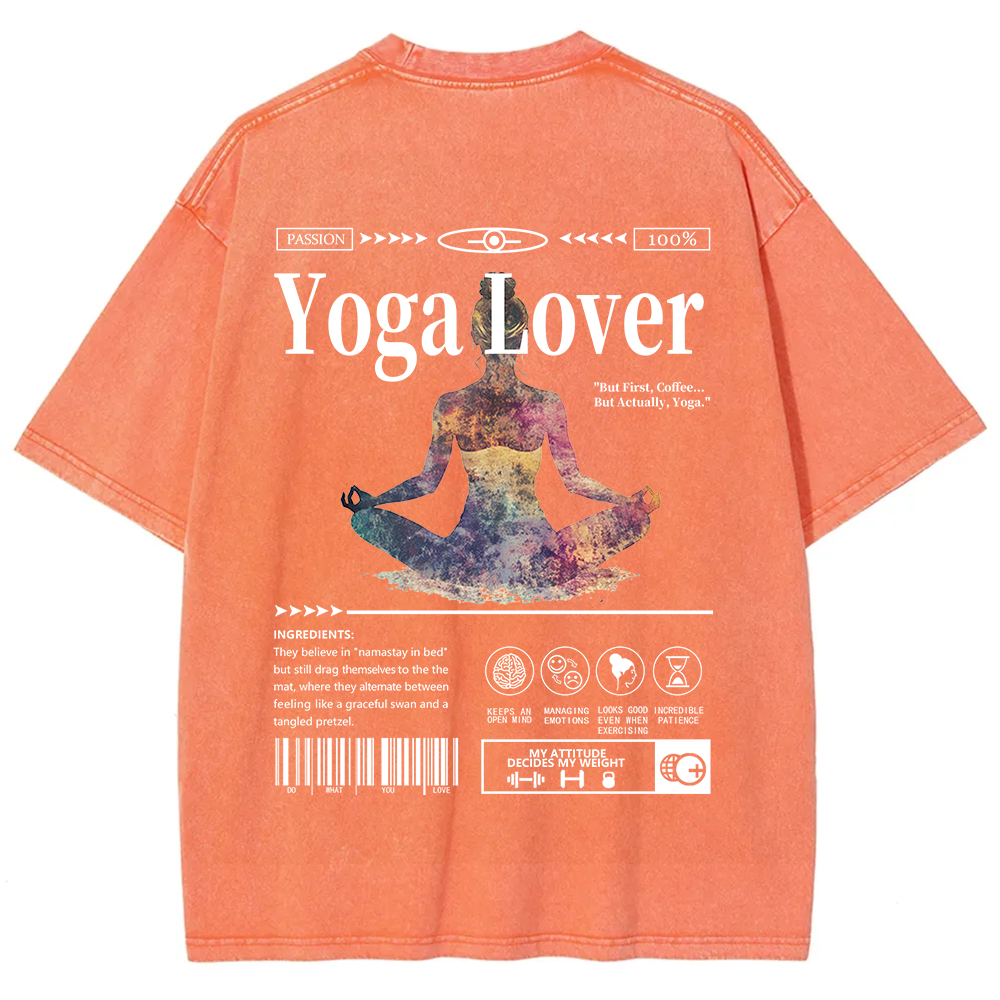 Yoga Lover Casual Washed T-Shirt