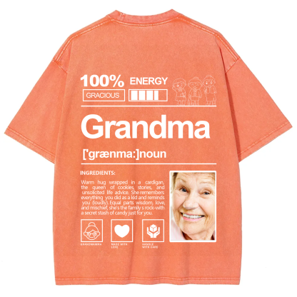 Addcustom Photo Grandma Washed T-Shirt