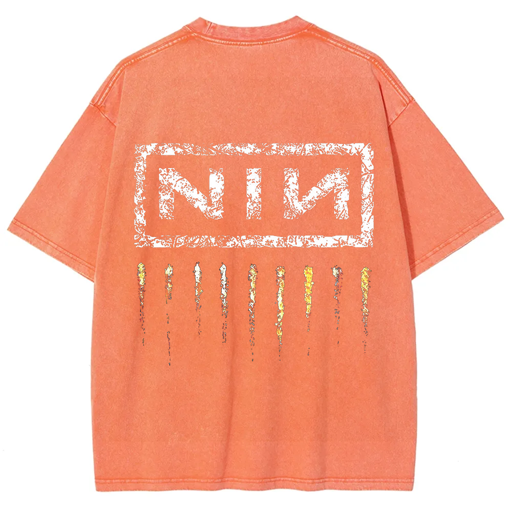 Unisex Vintage Washed Nine Inch Nails Band t-Shirt