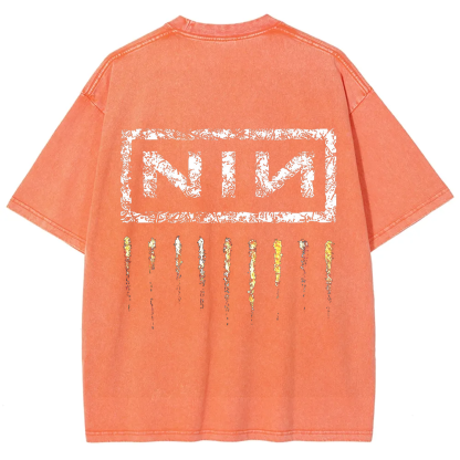 Unisex Vintage Washed Nine Inch Nails Band t-Shirt