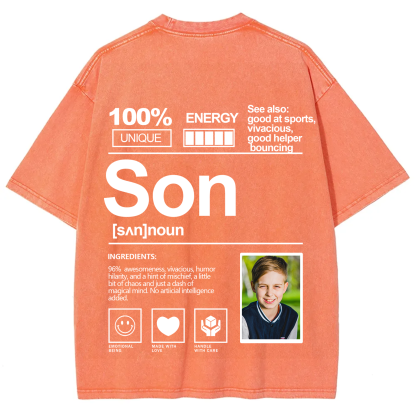 Addcustom Photo Son Washed T-Shirt
