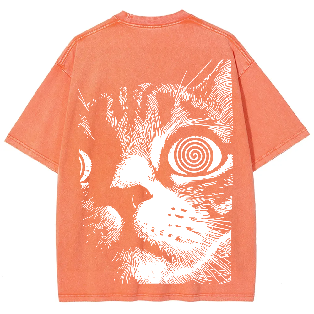 Psychedelic Cat Graphic Print t-Shirt