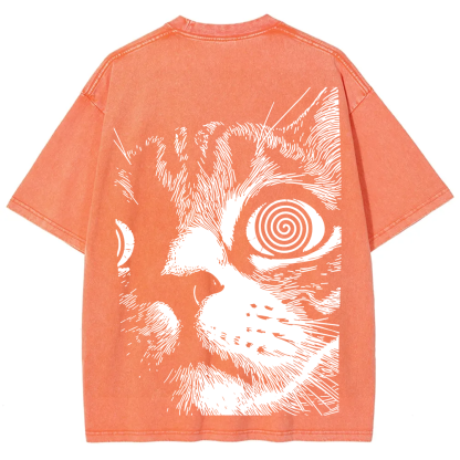 Psychedelic Cat Graphic Print t-Shirt