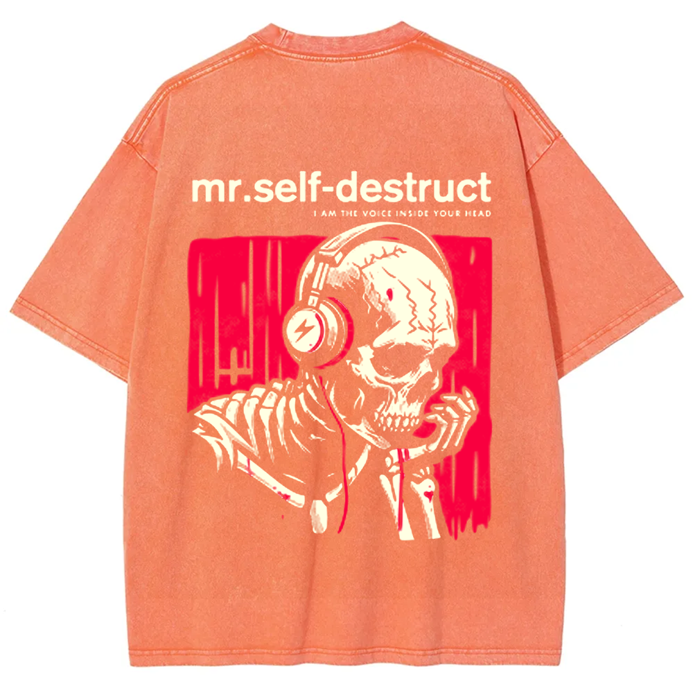 Unisex Washed Nine Inch Nails Mr Self Destruct Music t-Shirt