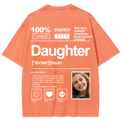 Addcustom Photo Daughter Washed T-Shirt