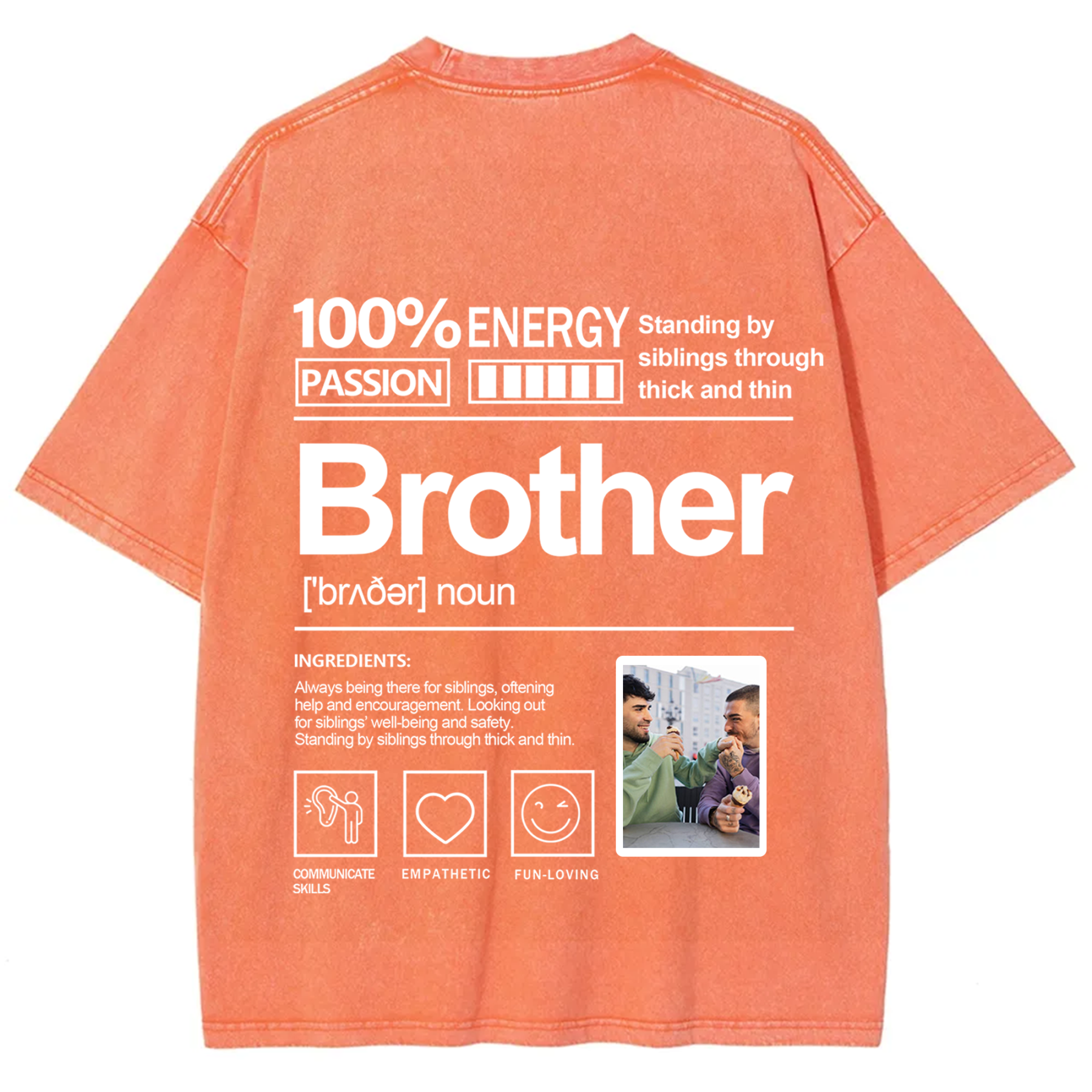 Addcustom Photo Brother Washed T-Shirt