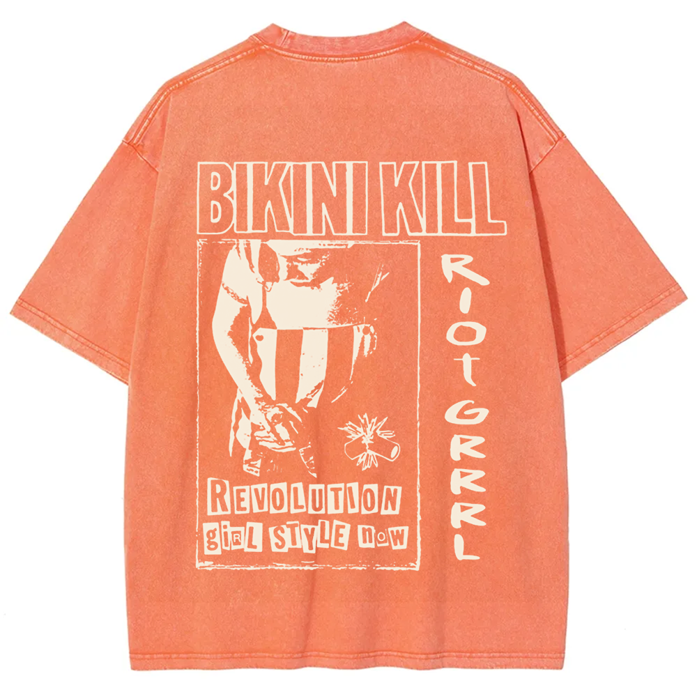 Unisex Vintage Washed Bikini Kill Rock Band t-Shirt