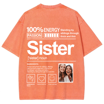 Addcustom Photo Sister Washed T-Shirt