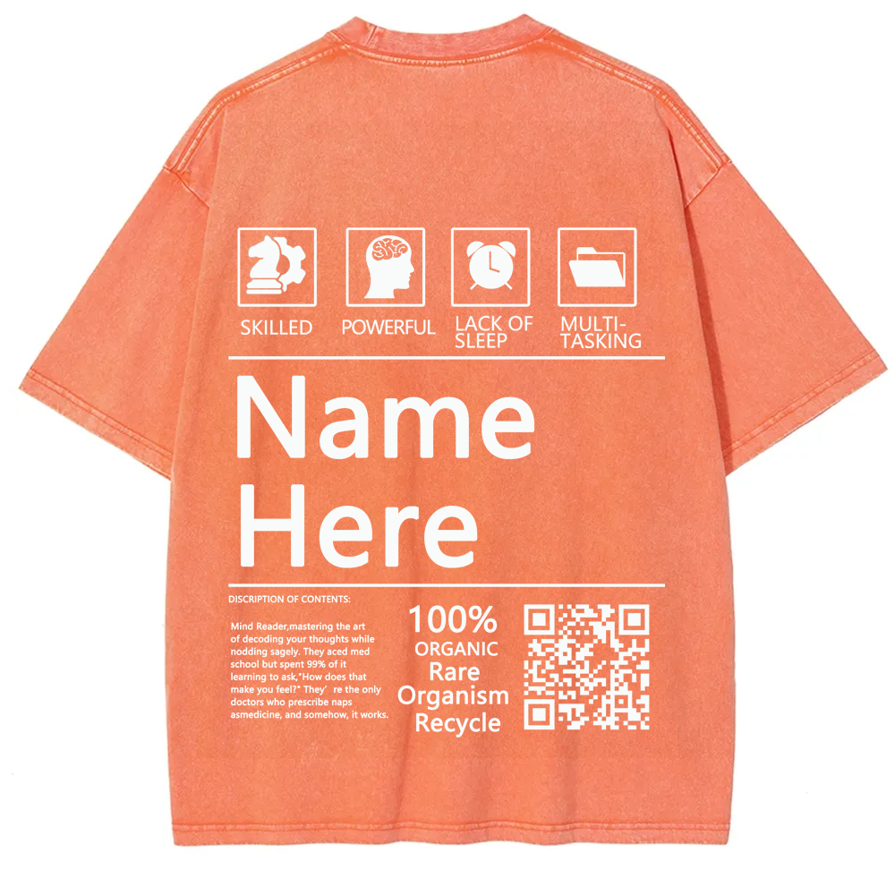 QR Code Customized Unisex Fit Washed T-Shirt