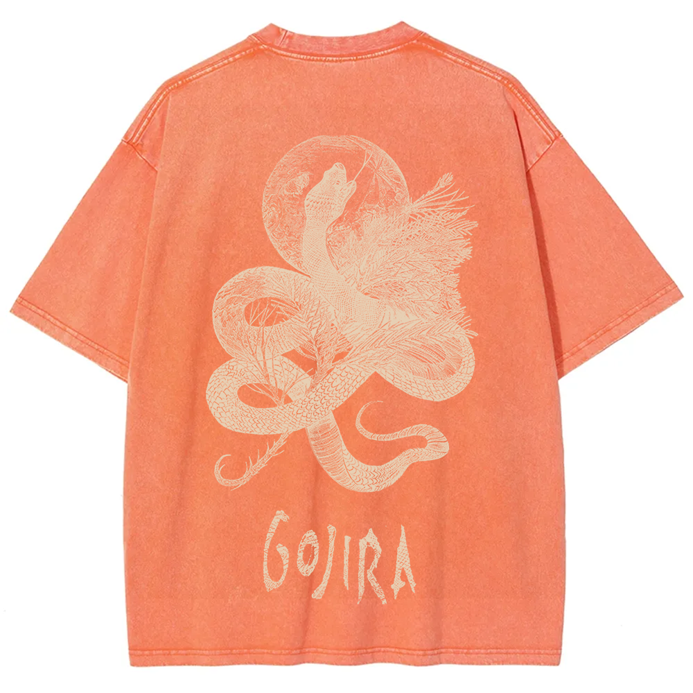 Unisex Vintage Washed Gojira Heavy Metal Band t-Shirt