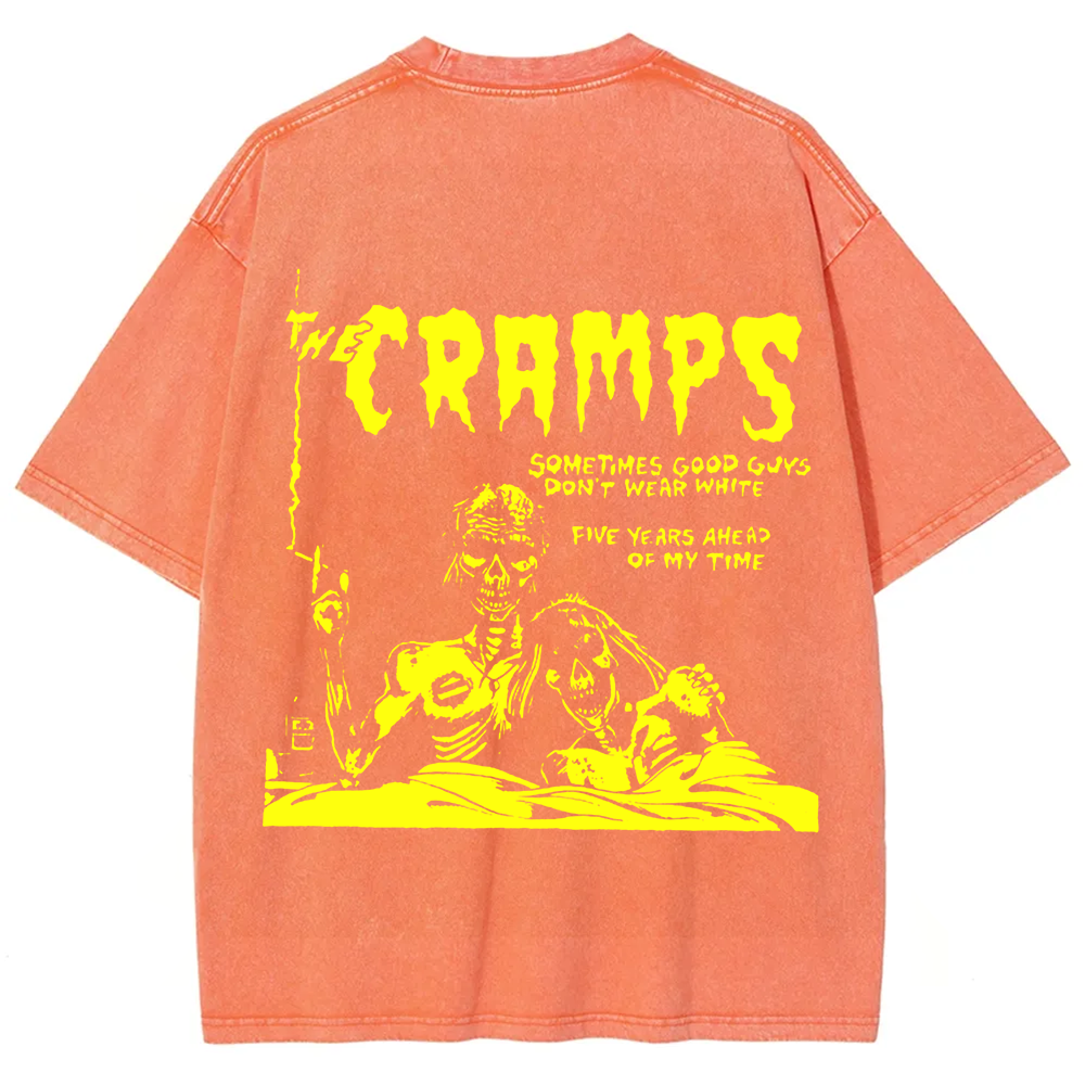 Unisex Vintage Washed The Cramps Rock Band t-Shirt