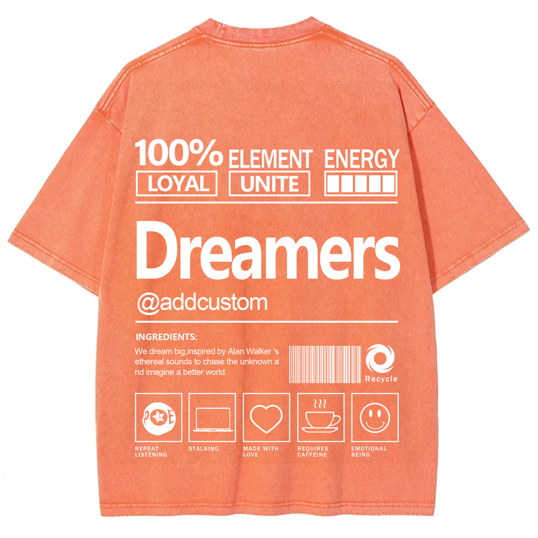 Dreamers Addcustom Unisex Fit Washed T-Shirt