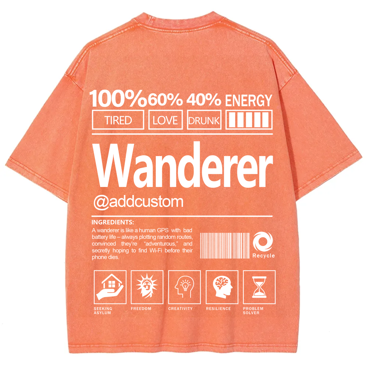 Wanderer Addcustom Unisex Fit Washed T-Shirt