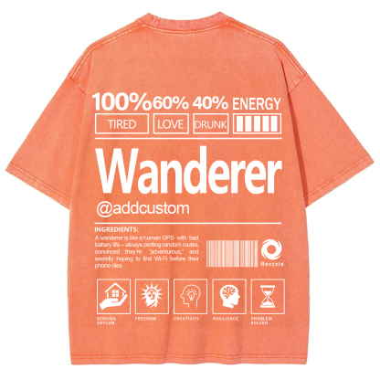 Wanderer Addcustom Unisex Fit Washed T-Shirt
