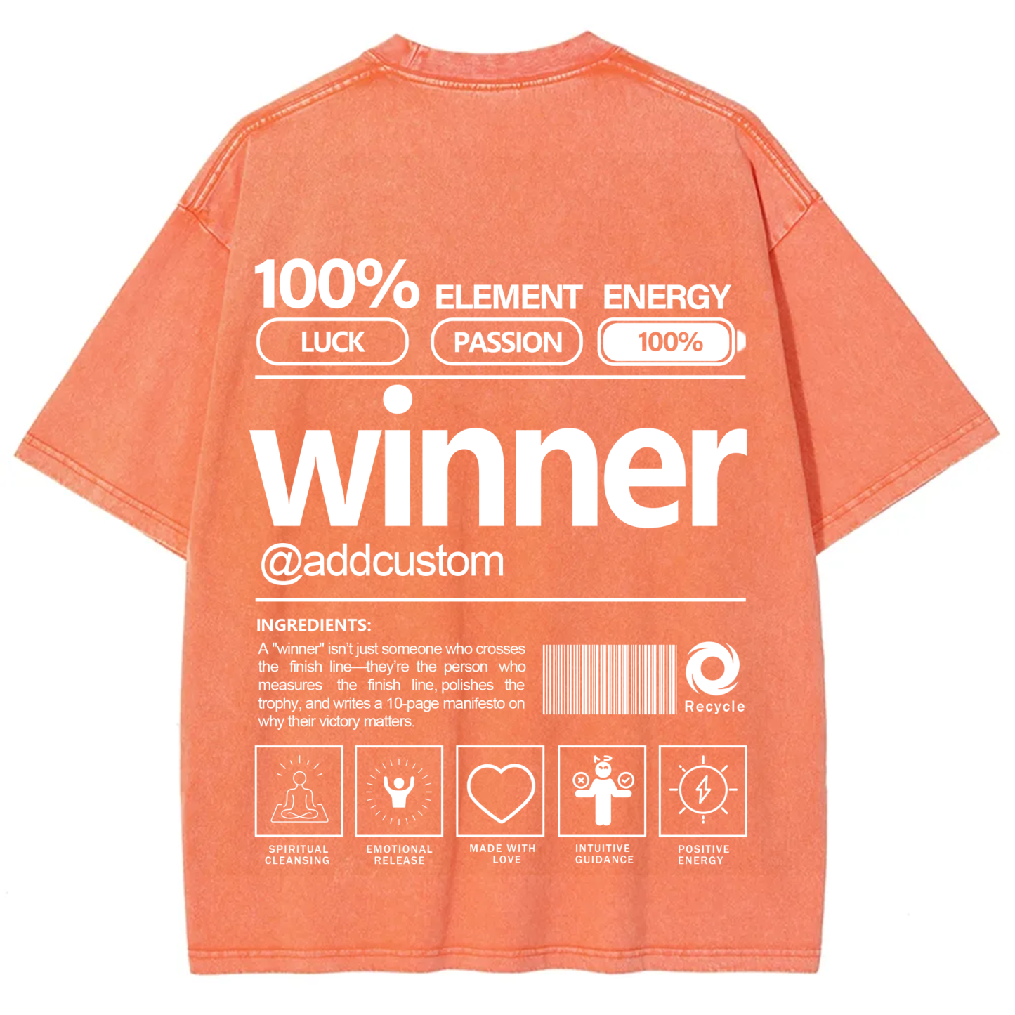 Winner Addcustom Unisex Fit Washed T-Shirt
