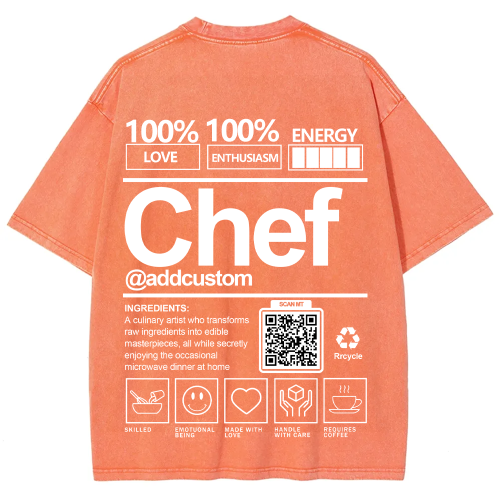 Chef Addcustom QR Code Unisex Fit Washed T-Shirt