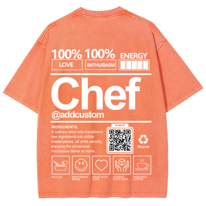 Chef Addcustom QR Code Unisex Fit Washed T-Shirt