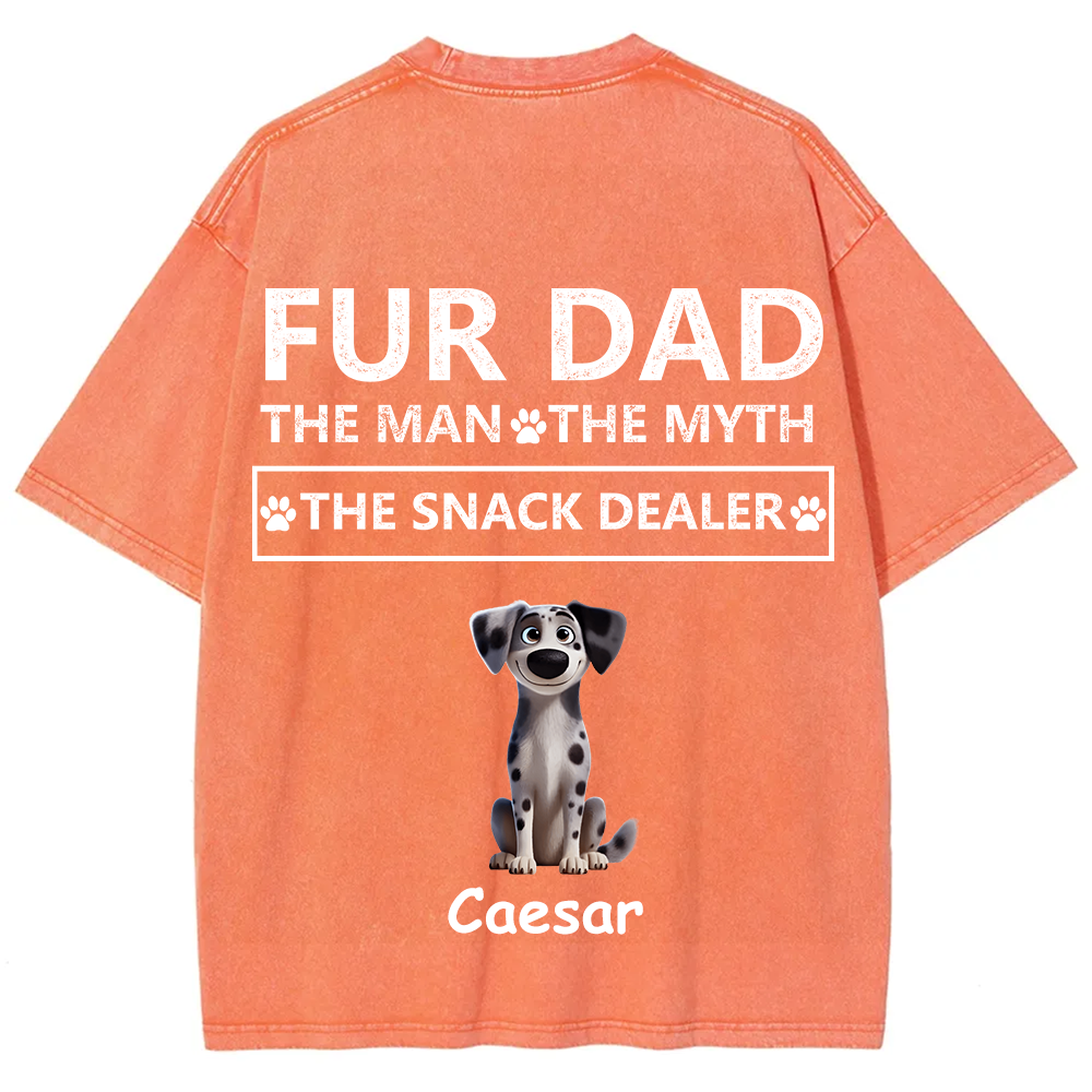 Fur Dad The Man The Myth The Snack Dealer - Personalized Custom Unisex  Washed T-shirt