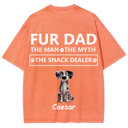 Fur Dad The Man The Myth The Snack Dealer - Personalized Custom Unisex  Washed T-shirt