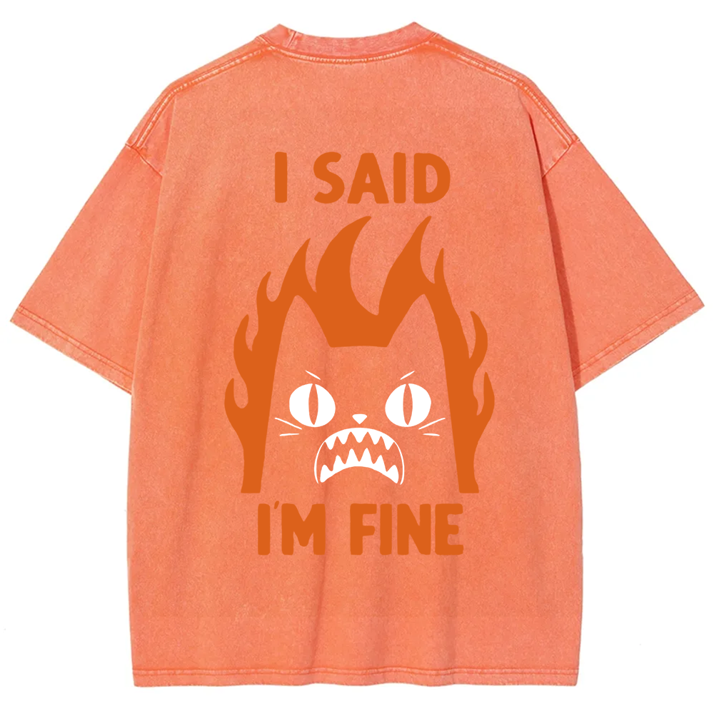 Unisex Vintage I am Fine Cat t-Shirt