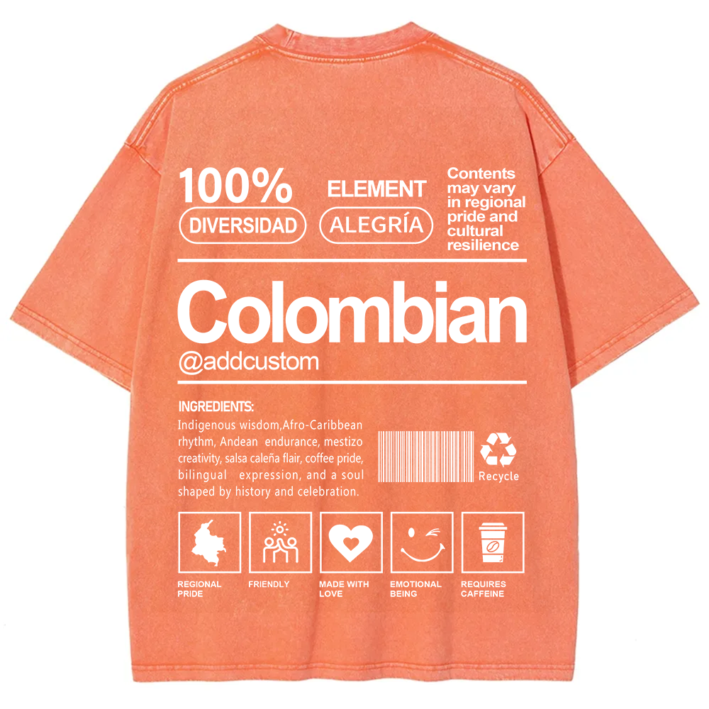 Colombian Addcustom Unisex Fit  Washed T-Shirt