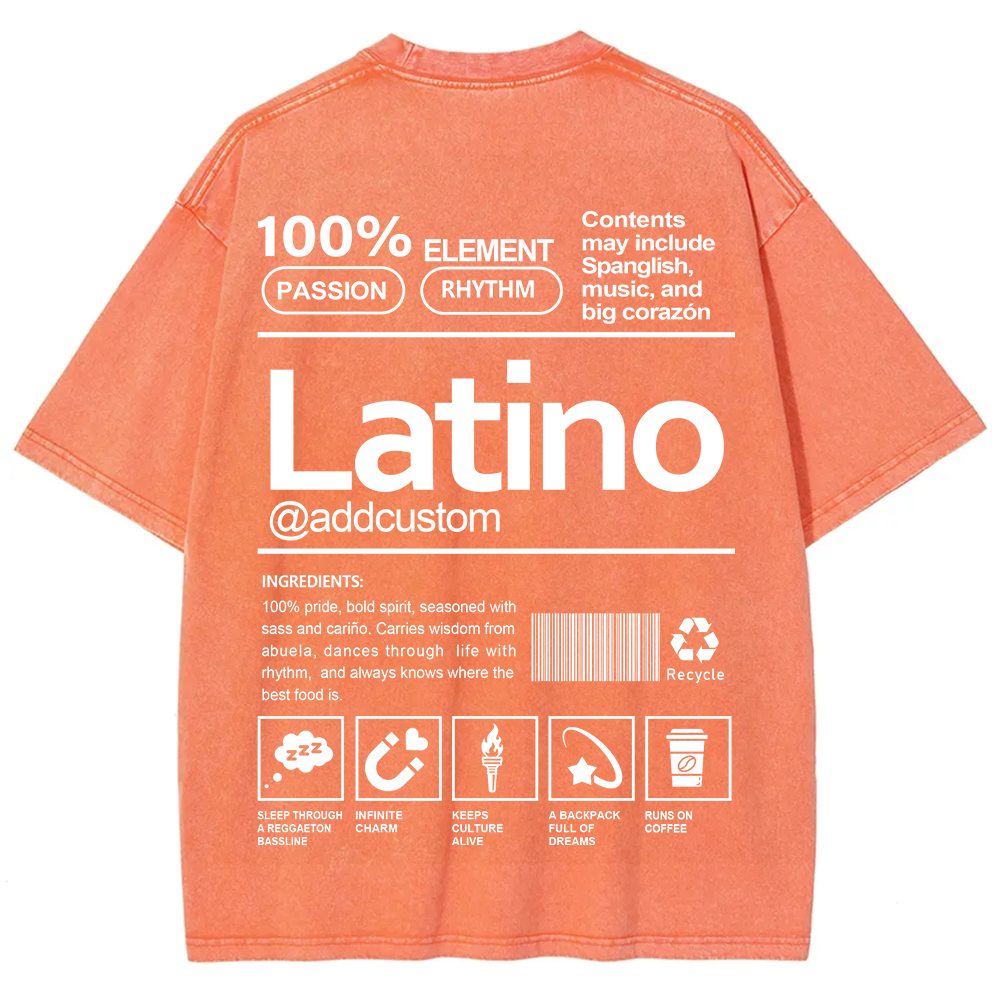 Latino Addcustom Unisex Fit  Washed T-Shirt