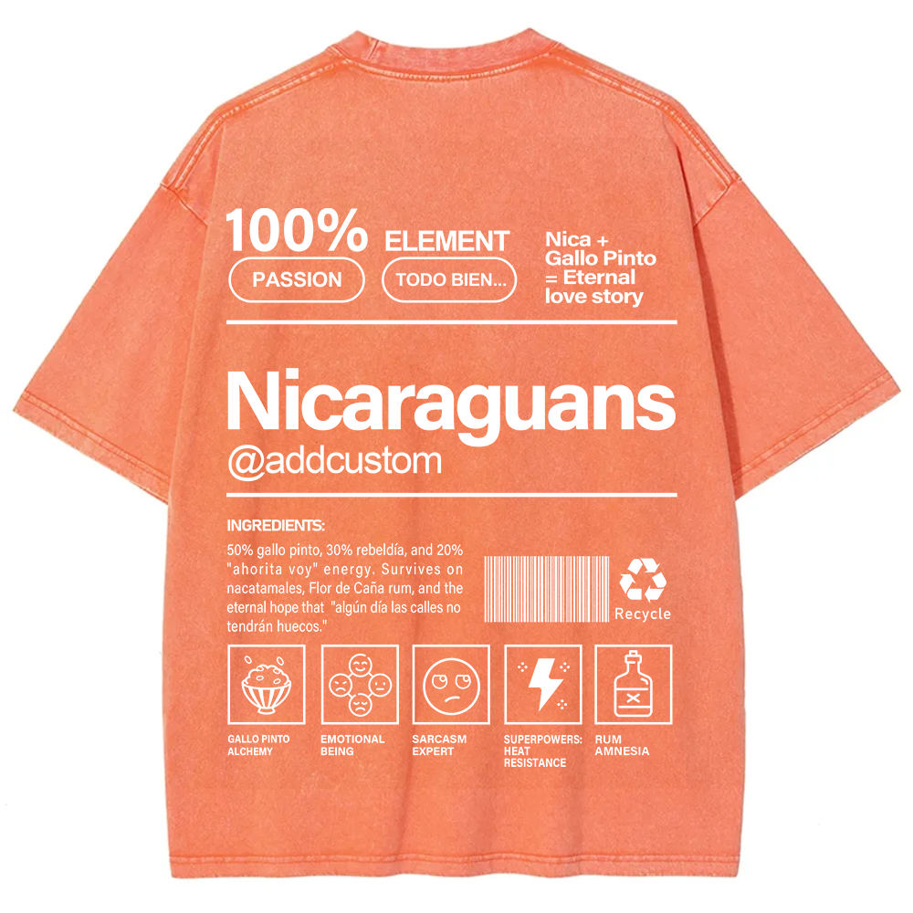 Nicaraguans Addcustom Unisex Fit  Washed T-Shirt