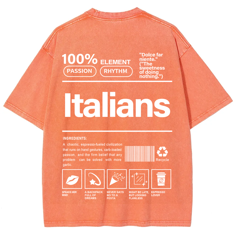 Italians Unisex Fit  Washed T-Shirt