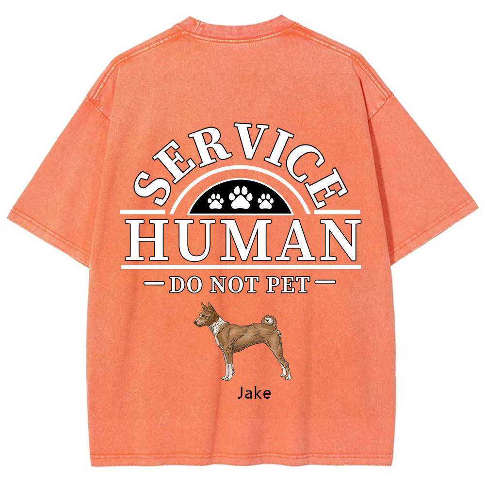 Service Human, Do Not Pet 2 - Personalized Custom Unisex Fit Washed T-Shirt wearishow